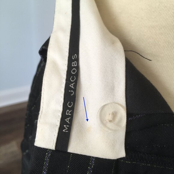 Marc Jacobs Black Wide Leg Pants 4 2 0 XS Barrel High Rise Striped Pleated - Picture 11 of 14